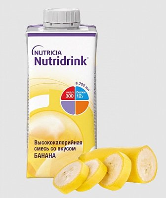 Nutridrink (Нутридринк) смесь высококалорийная со вкусом банана, 200мл  (Danone Tikvesli Gida ve lcecek San.Ve Tic.A.S., ТУРЦИЯ) купить в Балахне  по цене 314 руб.