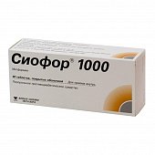 Сиофор 1000, таблетки, покрытые пленочной оболочкой 1000мг, 60 шт, Берлин-Фарма ЗАО